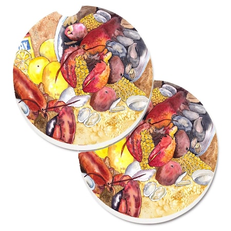 Carolines Treasures Lobster with Old Bay Set of 2 Cup Holder Car Coaster 8719CARC